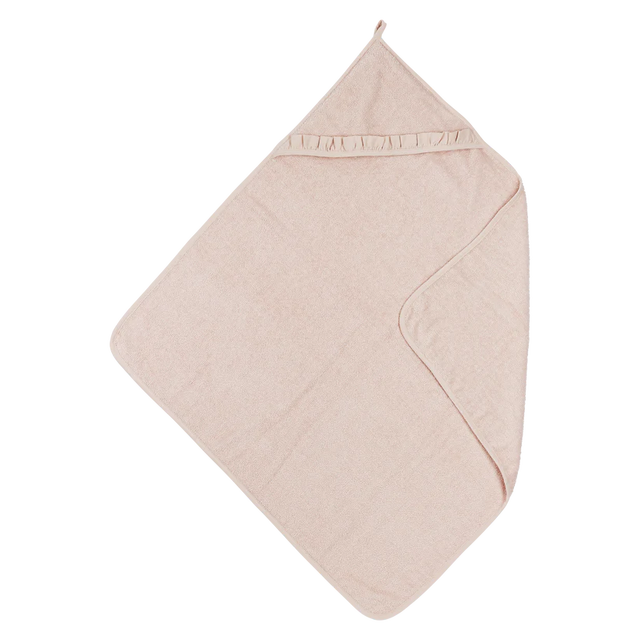Meyco Baby medvilninis vonios rankšluostis su gobtuvu 80 × 80 cm, Soft Pink – Terry Ruffle