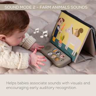 Taf Toys muzikinė lavinamoji knygelė pilvuko laikui Farm Musical Tummy Time Book, 0 mėn.+