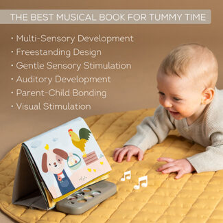 Taf Toys muzikinė lavinamoji knygelė pilvuko laikui Farm Musical Tummy Time Book, 0 mėn.+