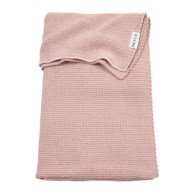 Meyco Baby megztas medvilninis pledas Stripe, 75 × 100 cm, Purple Pink / Soft Pink
