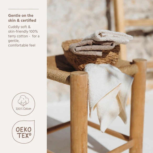 Meyco Baby frotinės šluostės-rankšluostukai kūdikiui Natural/Soft Sand/Taupe, 30×30 cm, 6 vnt.