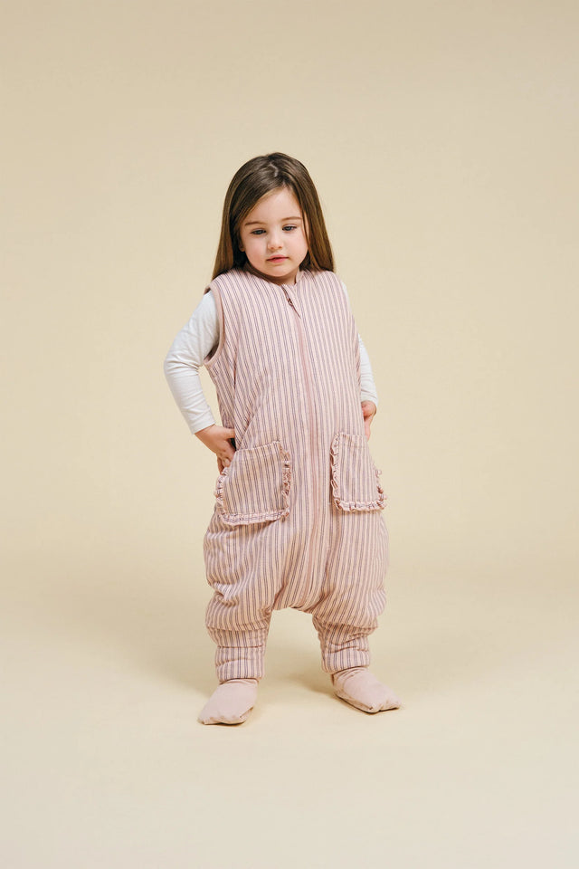 Molis&Co pižama - miegmaišis su kojytėmis ir atverčiamomis kojinėmis TOG 2.5 Navy and Pink Stripes