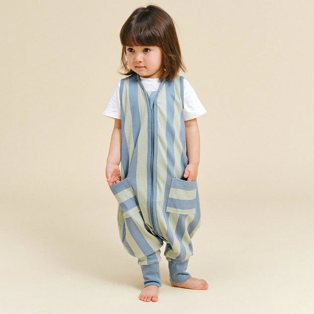 Molis&Co pižama - miegmaišis su kojytėmis TOG 0.5 Green & Blue Stripes