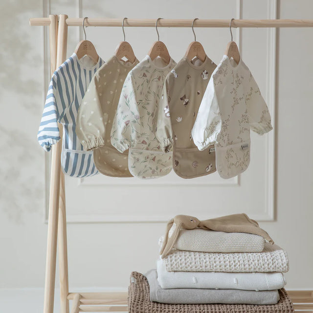 Meyco Baby neperšlampamas seilinukas su rankovėmis 6–24 mėn., Fat Stripe Jeans Blue