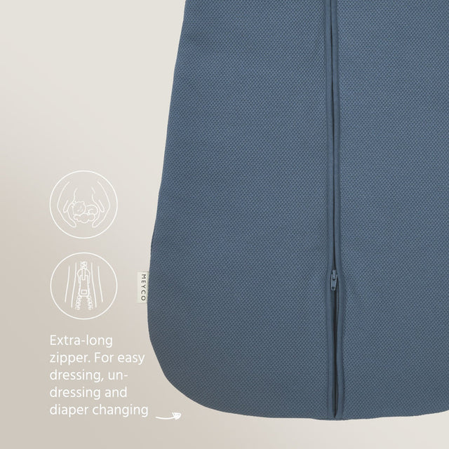 Meyco Baby Studio Classic pašiltintas miegmaišis su nusegamomis rankovėmis, 2.5 TOG, Indigo