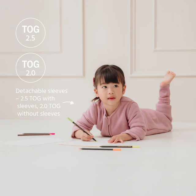 Meyco Baby Studio miegmaišis su kojytėmis, nusegamomis rankovėmis ir atverčiamomis kojinėmis TOG 2.5 Purple Pink