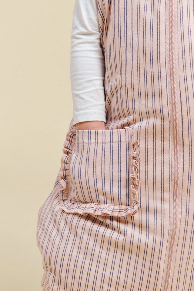 Molis&Co pižama - miegmaišis su kojytėmis ir atverčiamomis kojinėmis TOG 2.5 Navy and Pink Stripes