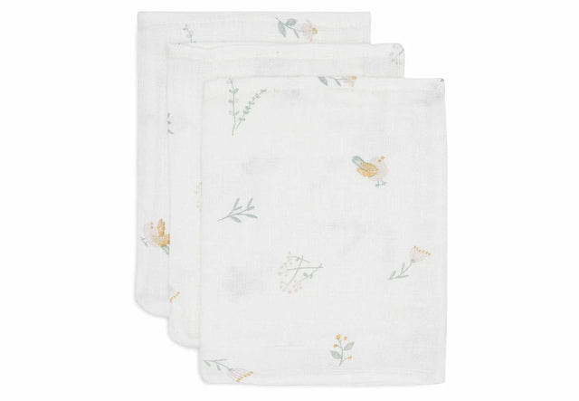 Jollein muslino vystyklai Lovely Birds 3 vnt. 15x20 cm