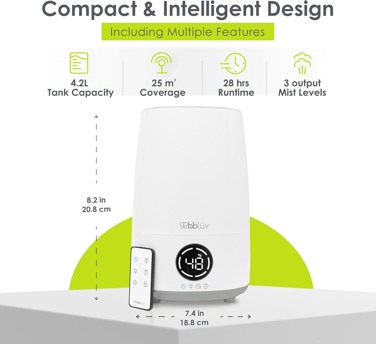 BBLUV Umid 4 in 1 ultraheli õhuniisutaja ja õhupuhasti