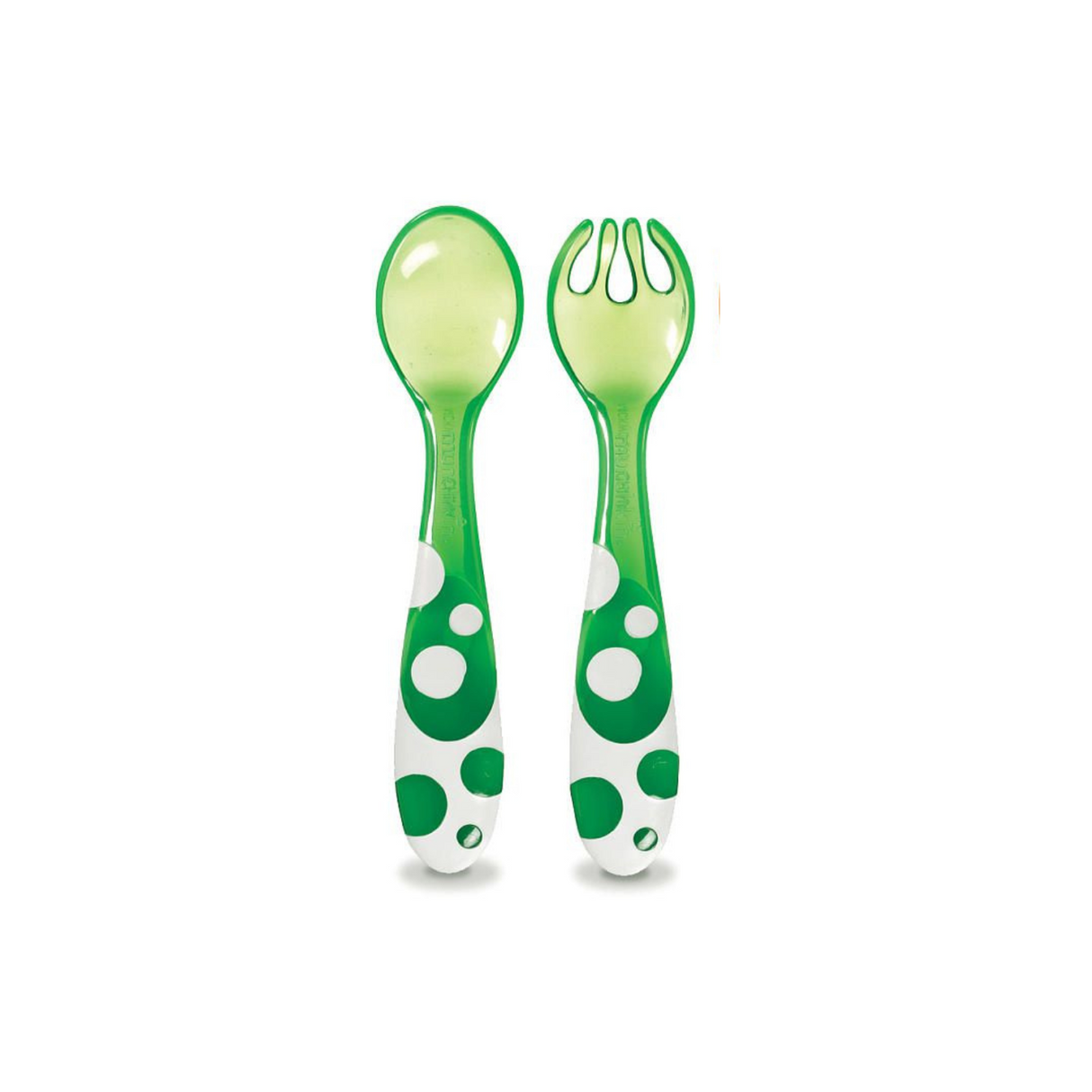 Munchkini plastikust riistade komplekt iseseisvaks söömiseks (lusikas ja kahvel)