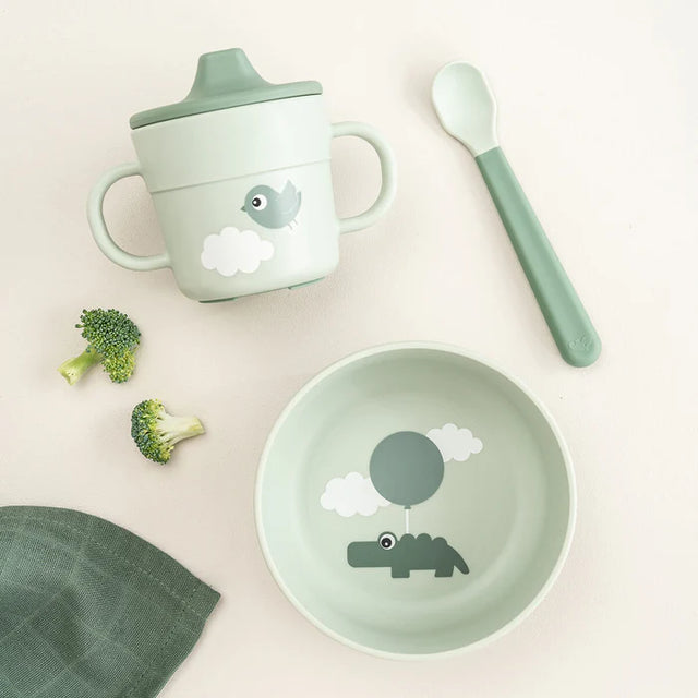 Deeri esimene lauanõude komplekt Foodie Happy clouds Green