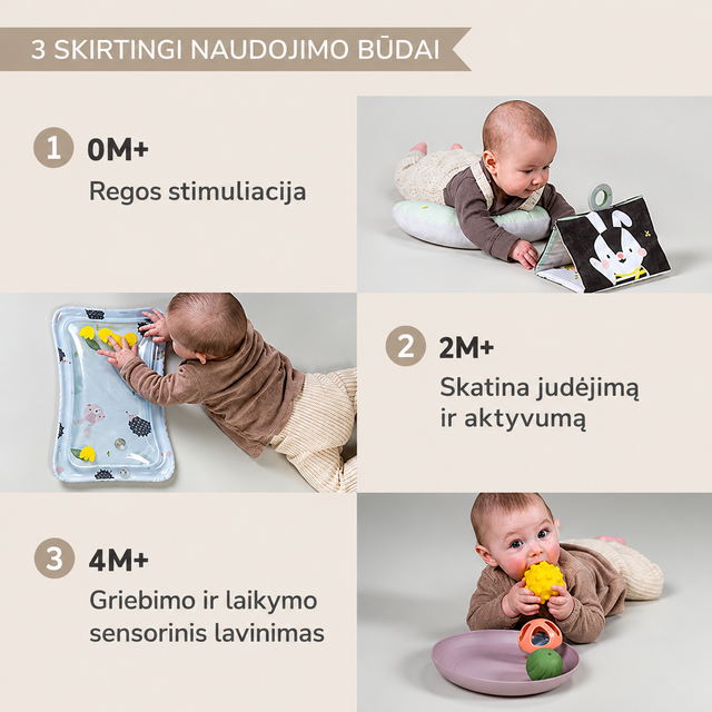 Taf Toys Tummy Time Essentials Kit lavinamasis rinkinys gulėjimui ant pilvuko, 7 dalių