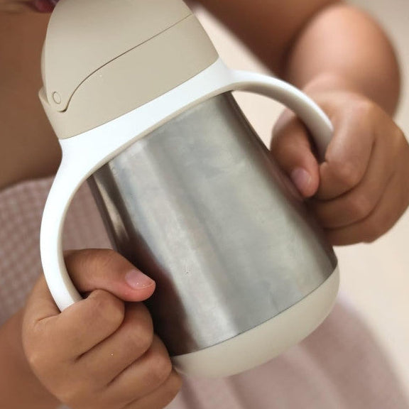 BEABA metalinė gertuvė su šiaudeliu, 250 ml, Clay