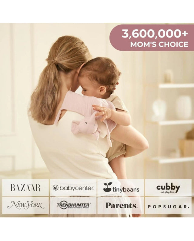 Momcozy rožinis medvilninis drambliukas-migdukas, čiulptuko laikiklis kūdikiui, Pink