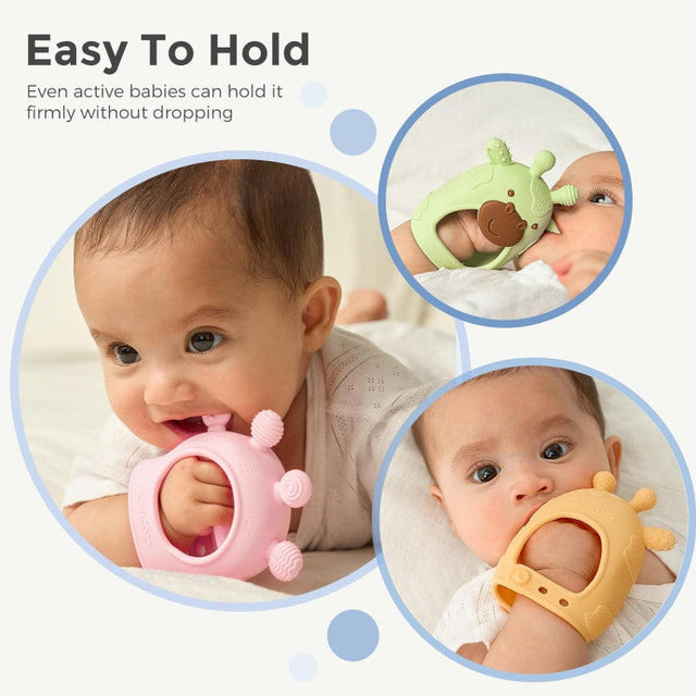 Momcozy silikoninis kramtukas kūdikiams, mėlynas