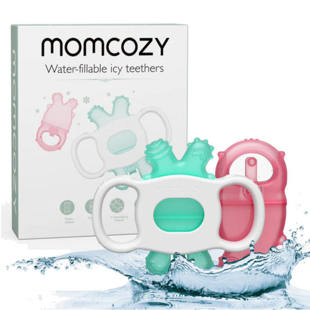 Momcozy vandeniu užpildomas šaldantis kūdikio kramtukas Pink/Green
