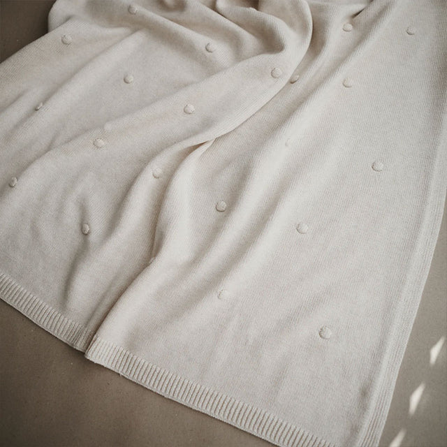 Mushie kootud tekk Textured Dots Beebitekk (Off White Melange)