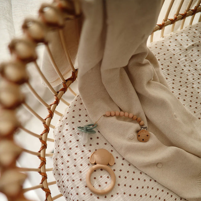 Mushie kootud tekk Textured Dots Beebitekk (Off White Melange)