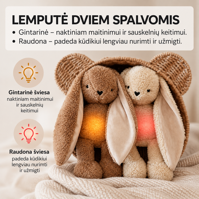 myHummy 7in1 migdukas su programėle ir naktine lempute Zuikis rožinis