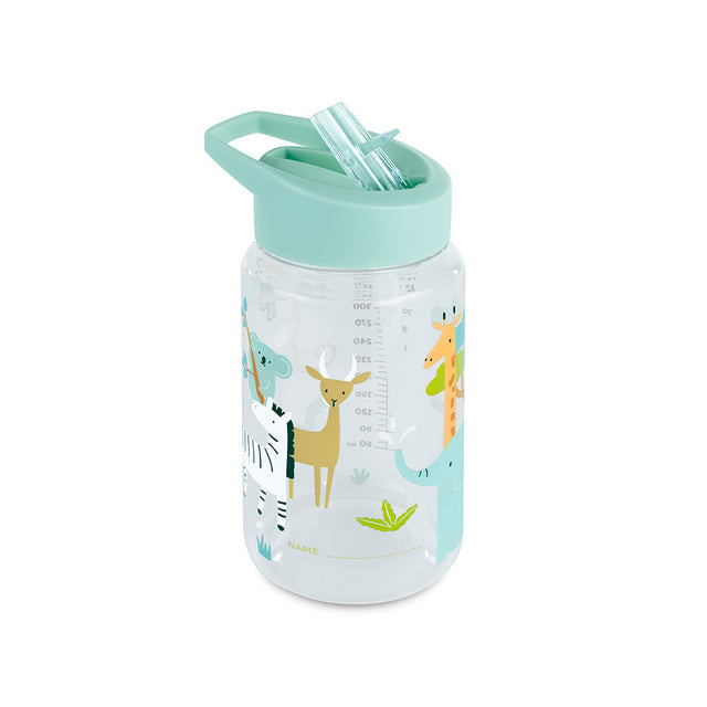 Miniland vaikiška gertuvė su šiaudeliu Kiddie Bottle Jungle, 450 ml