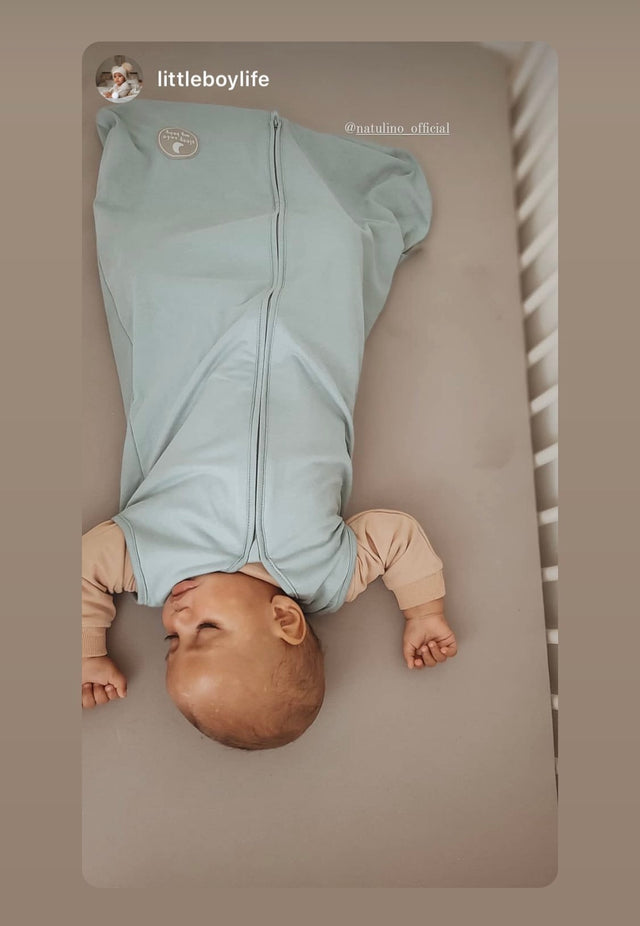 Natulino NATURALS kahekihiline beebi magamiskott GOTS celadon (mündivärvi)