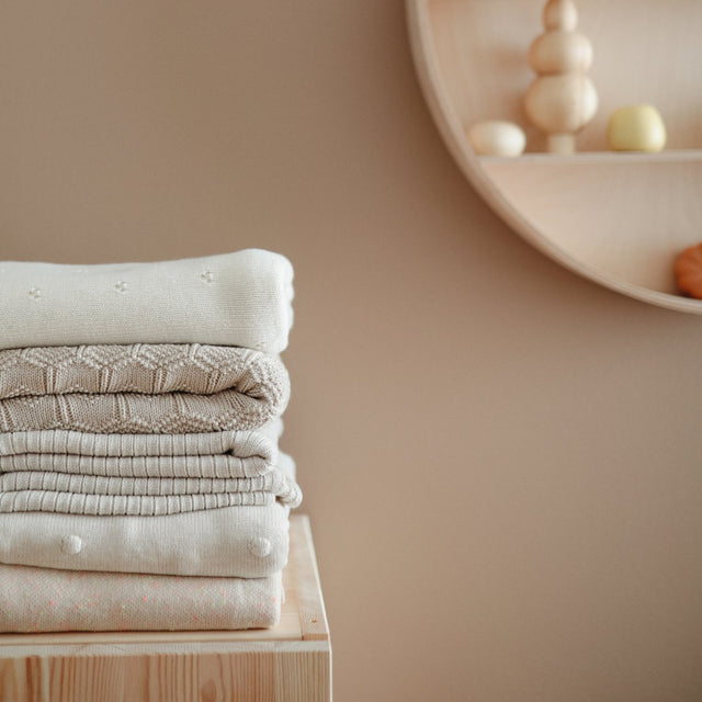 Mushie kootud tekk kärgstruktuuriga - beež