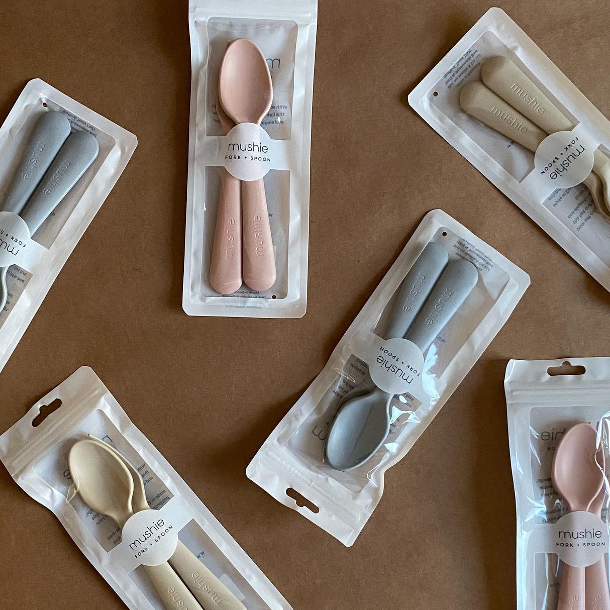 Mushie söögiriistade komplekt lastele, puudersinine