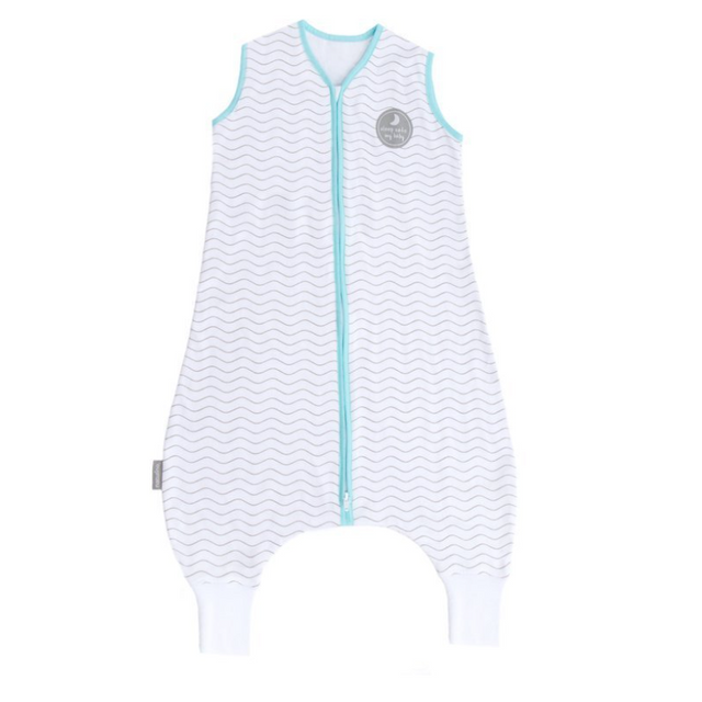 Natulino LITTLE WALKERS kahekihiline beebi magamiskott White Grey Waves & Mint