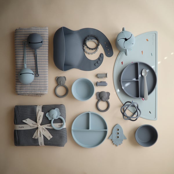 Mushie musliinmähe orgaanilisest puuvillast Blue Stripe