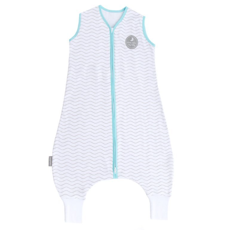 Natulino LITTLE WALKERS kolmekihiline beebi magamiskott White Grey Waves & Mint