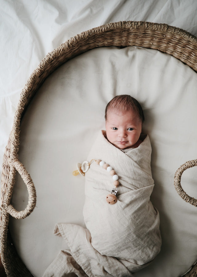 Mushie orgaanilise puuvillase musliinmähe naturaalsed triibud