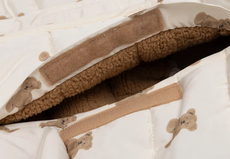 Jollein šiltas pūstas vokelis autokėdutei 0+ ir vežimėliui Puffed Mini Teddy Bear, 73 × 43 cm