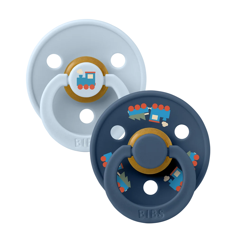 BIBS čiulptukų rinkinys 1 dydis (0 - 6 mėn.) Holiday Train steel Blue / Baby blue
