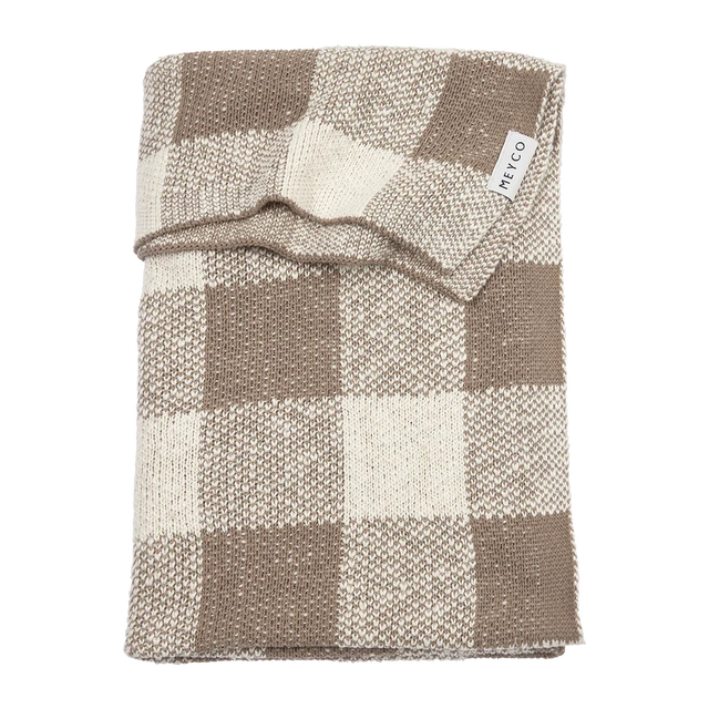 Meyco Baby megztas medvilninis pledas Block, Dark Taupe, 75 x 100 cm