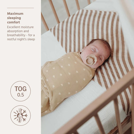 Meyco Baby kūdikio vystymo miegmaišis 0–3 mėn., Sweet Heart Sand/Soft – TOG 1.0
