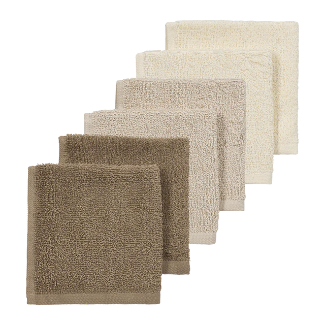 Meyco Baby frotinės šluostės-rankšluostukai kūdikiui Natural/Soft Sand/Taupe, 30×30 cm, 6 vnt.