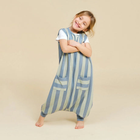 Molis&Co pižama - miegmaišis su kojytėmis TOG 0.5 Green & Blue Stripes
