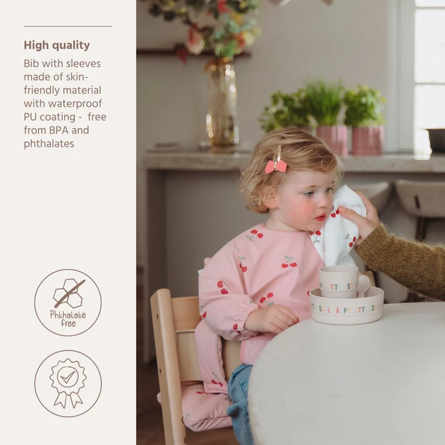 Meyco Baby neperšlampamas seilinukas su rankovėmis 6–24 mėn., Cherry Soft Rose
