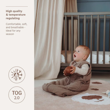 Meyco Baby pašiltintas muslino miegmaišis, 2.0 TOG, Dark Taupe