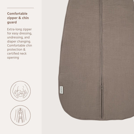 Meyco Baby pašiltintas muslino miegmaišis, 2.0 TOG, Dark Taupe