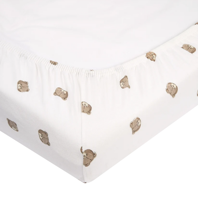 Meyco Baby medvilninė jersey paklodė su guma 60 × 120 cm, Bear Multicolor