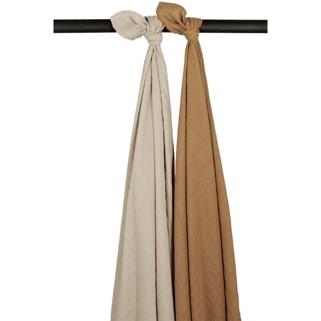 Meyco Baby muslino vystyklai / apklotai 120 × 120 cm (2 vnt.), Sand/Toffee