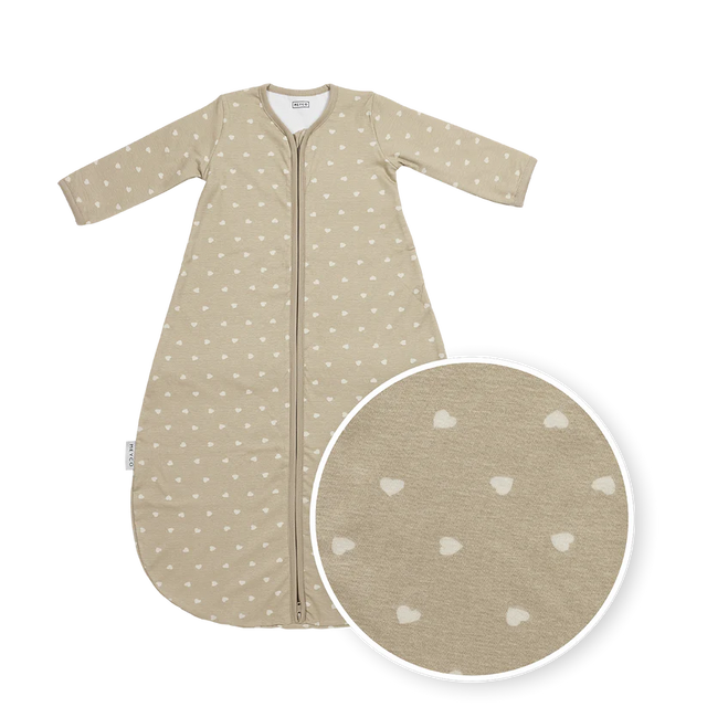 Meyco Baby apvalus kūdikio miegmaišis su rankovėmis Sweet Heart Sand/Soft Sand, TOG 1.