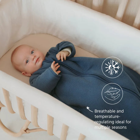 Meyco Baby Studio Classic pašiltintas miegmaišis su nusegamomis rankovėmis, 2.5 TOG, Indigo