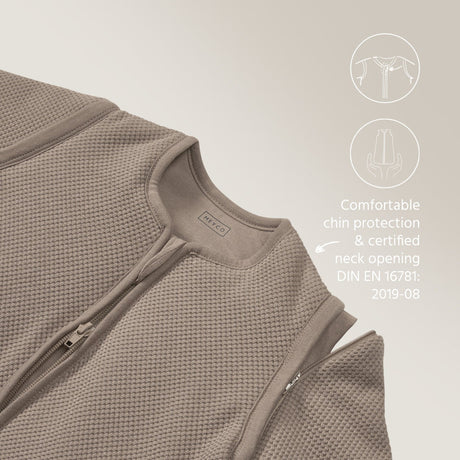 Meyco Baby Studio Classic pašiltintas miegmaišis su nusegamomis rankovėmis, 2.5 TOG, Dark Taupe