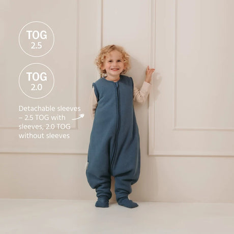 Meyco Baby Studio miegmaišis su kojytėmis, nusegamomis rankovėmis ir atverčiamomis kojinėmis TOG 2.5 Indigo