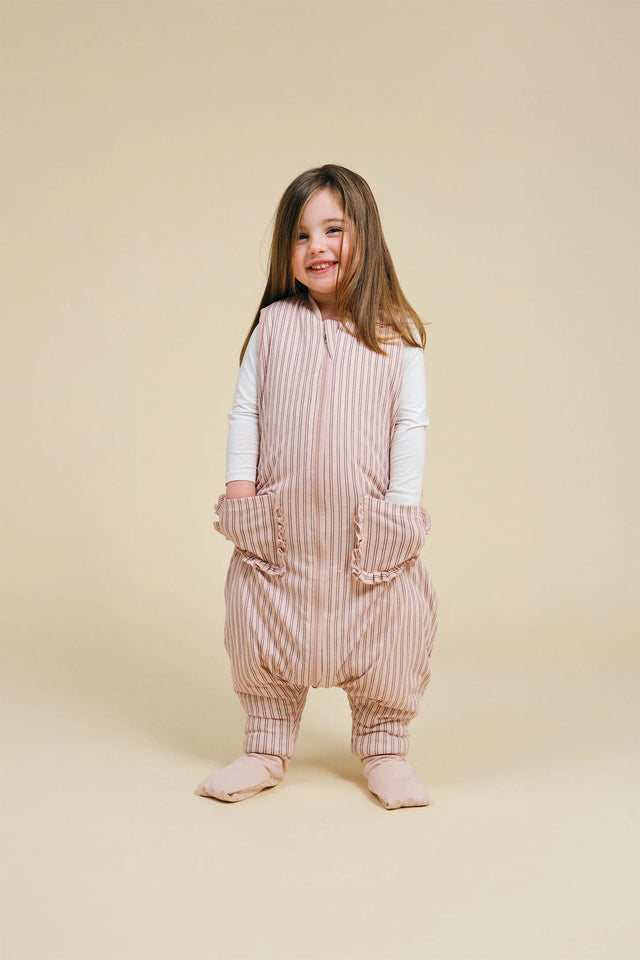 Molis&Co pižama - miegmaišis su kojytėmis ir atverčiamomis kojinėmis TOG 2.5  Navy and Pink Stripes