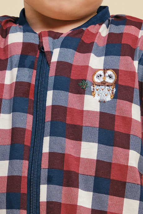 Molis&Co pižama - miegmaišis su rankovėmis, kojytėmis ir atverčiamomis kojinėmis TOG 2.5 Vichy red and blue