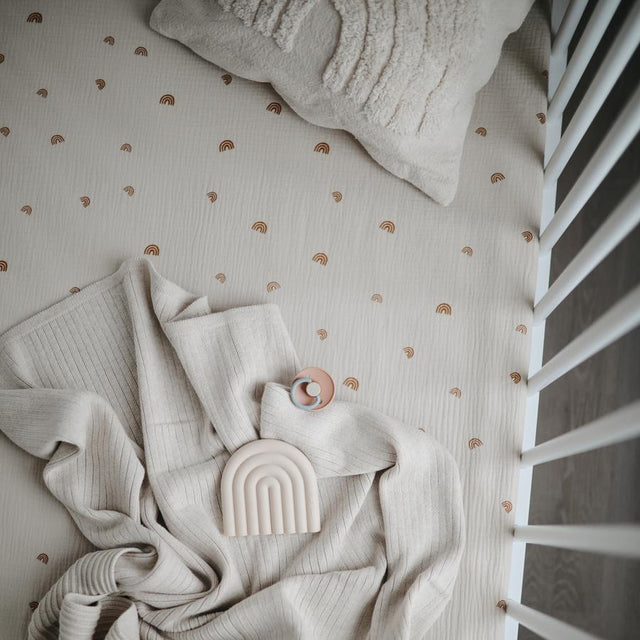 Mushie kootud tekk Ribbed Beige Melange 