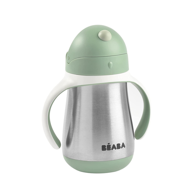 BEABA metalinė gertuvė su šiaudeliu, 250 ml, Sage Green